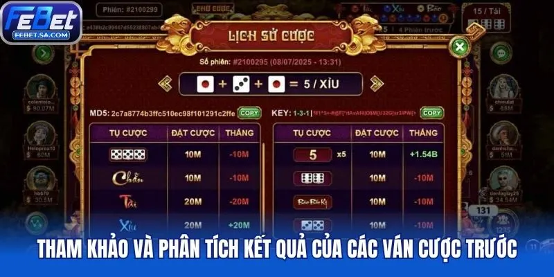 Tham khảo và phân tích kết quả của các ván cược trước
